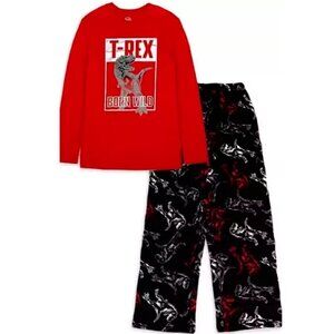 NEW Wonder Nation 2 Piece Dinosaur Long Sleeve Set PJs Pajamas Fleece Pants 12